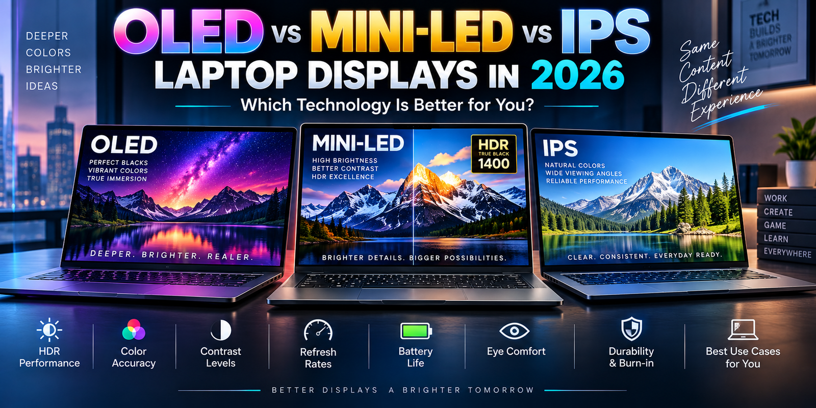 OLED vs Mini-LED vs IPS Laptop Displays in 2026: Advanced Buying Guide for Creators, Business Users and Gamers